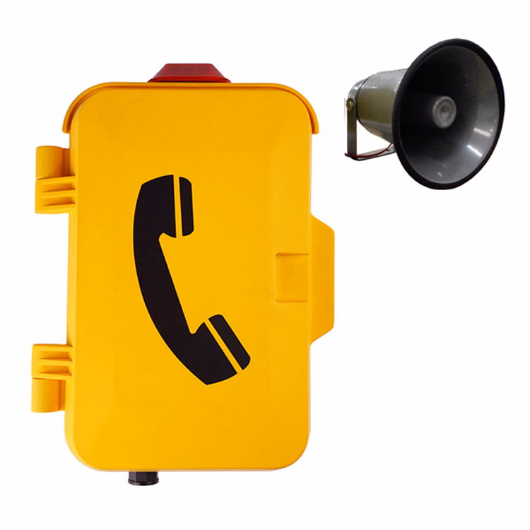 Amplifying weatherproof telephone